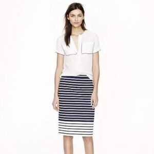 J Crew The Pencil Skirt Striped Navy and White Women's Skirt